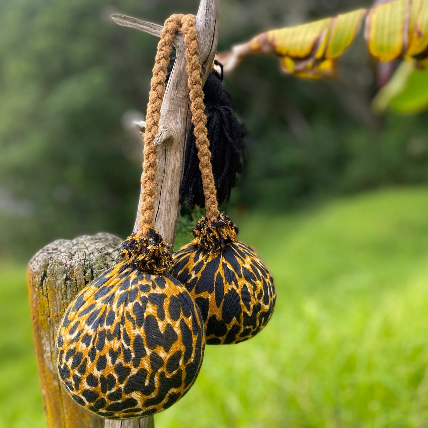 Animal Print Poi with Light Brown Braided Cord