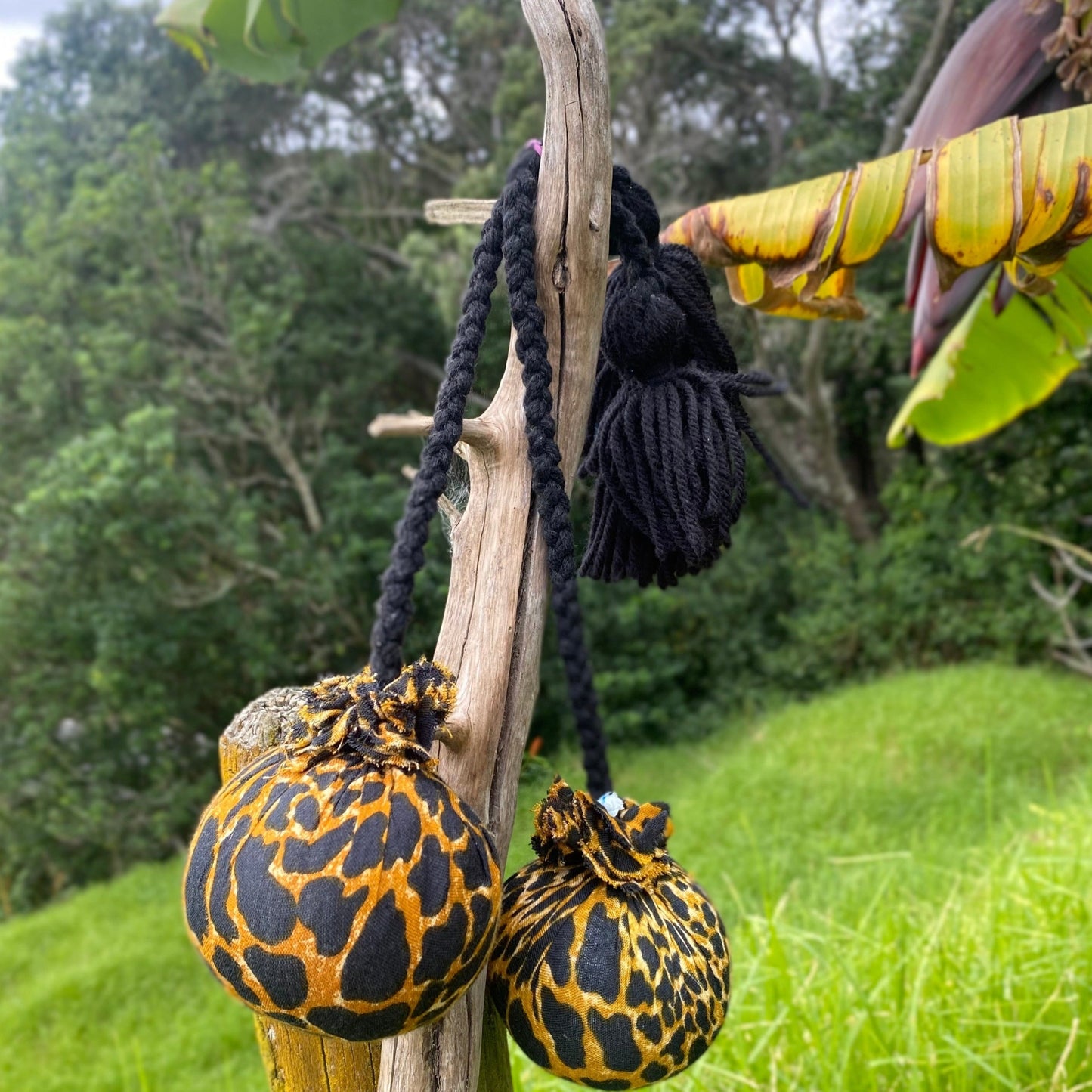 Animal Print Poi with Black Braided Cord