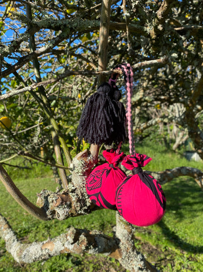 Māori Poi Pink Manawa Koru with pink & black Braided Cord