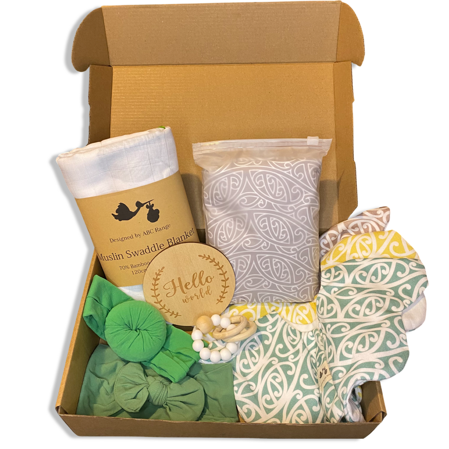 Girls' green themed baby gift pack